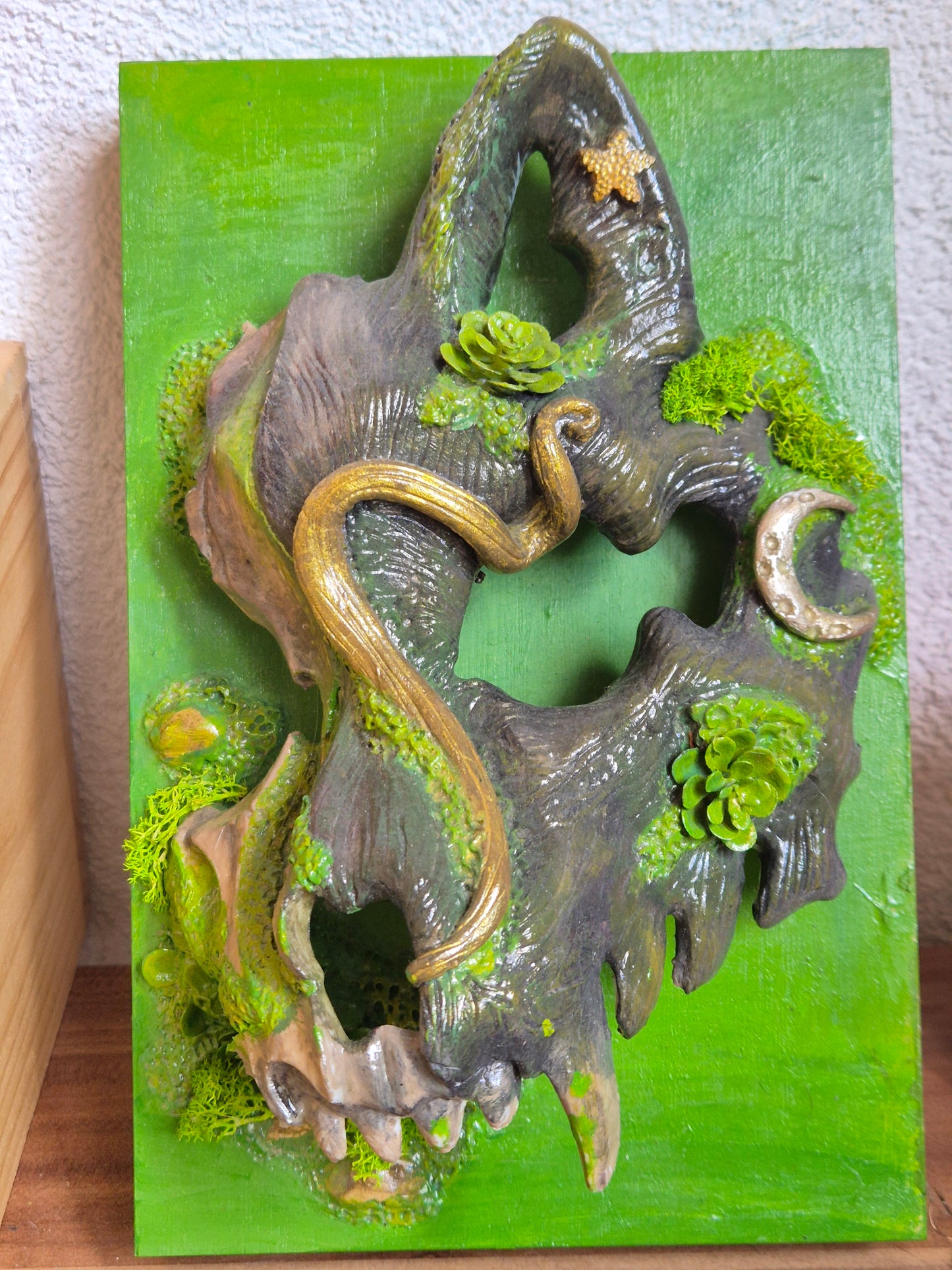 ☠️Tête de loup sculptée murale – Décoration artisanale mystique – Esprit animal & nature