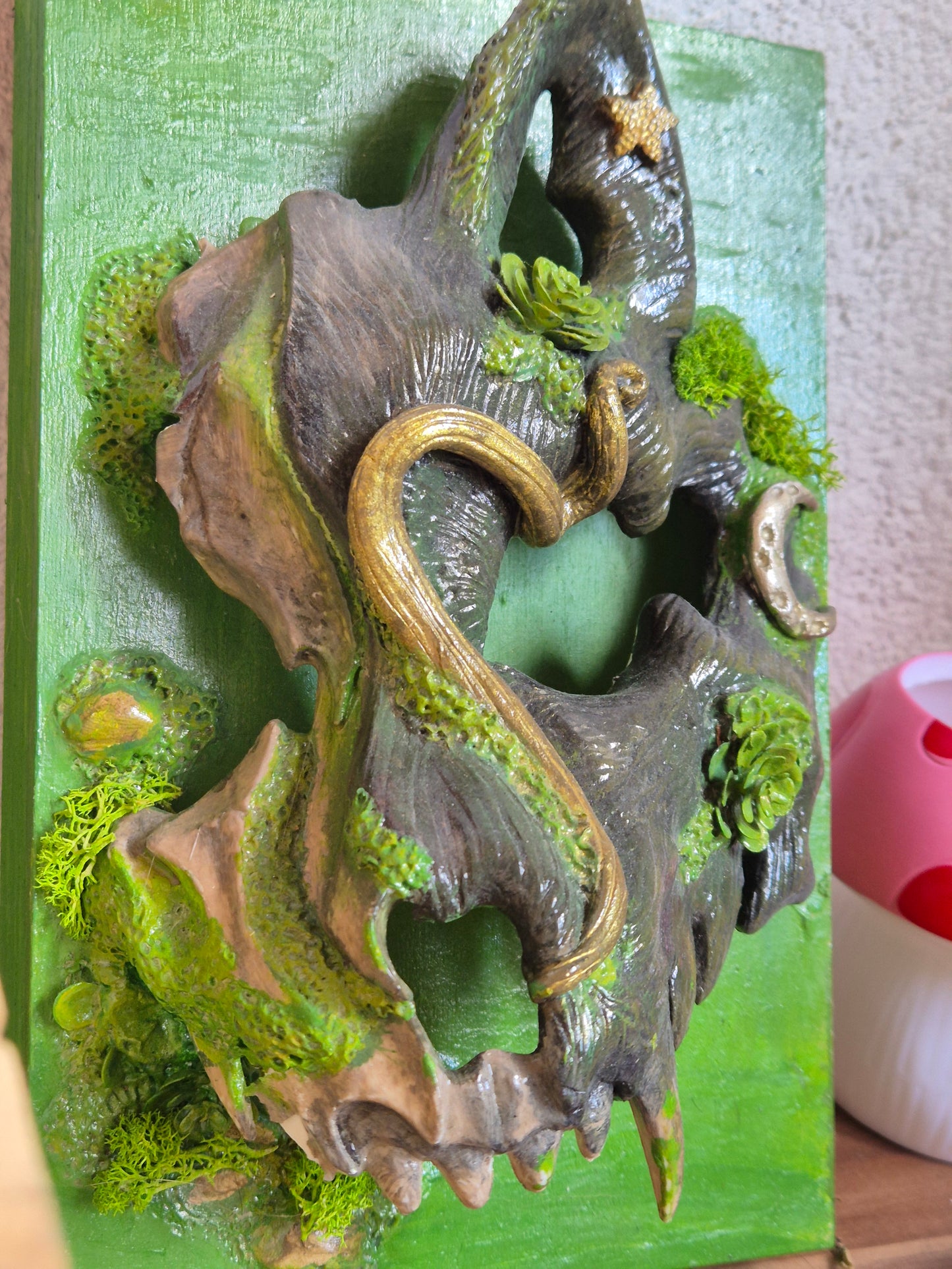 ☠️Tête de loup sculptée murale – Décoration artisanale mystique – Esprit animal & nature