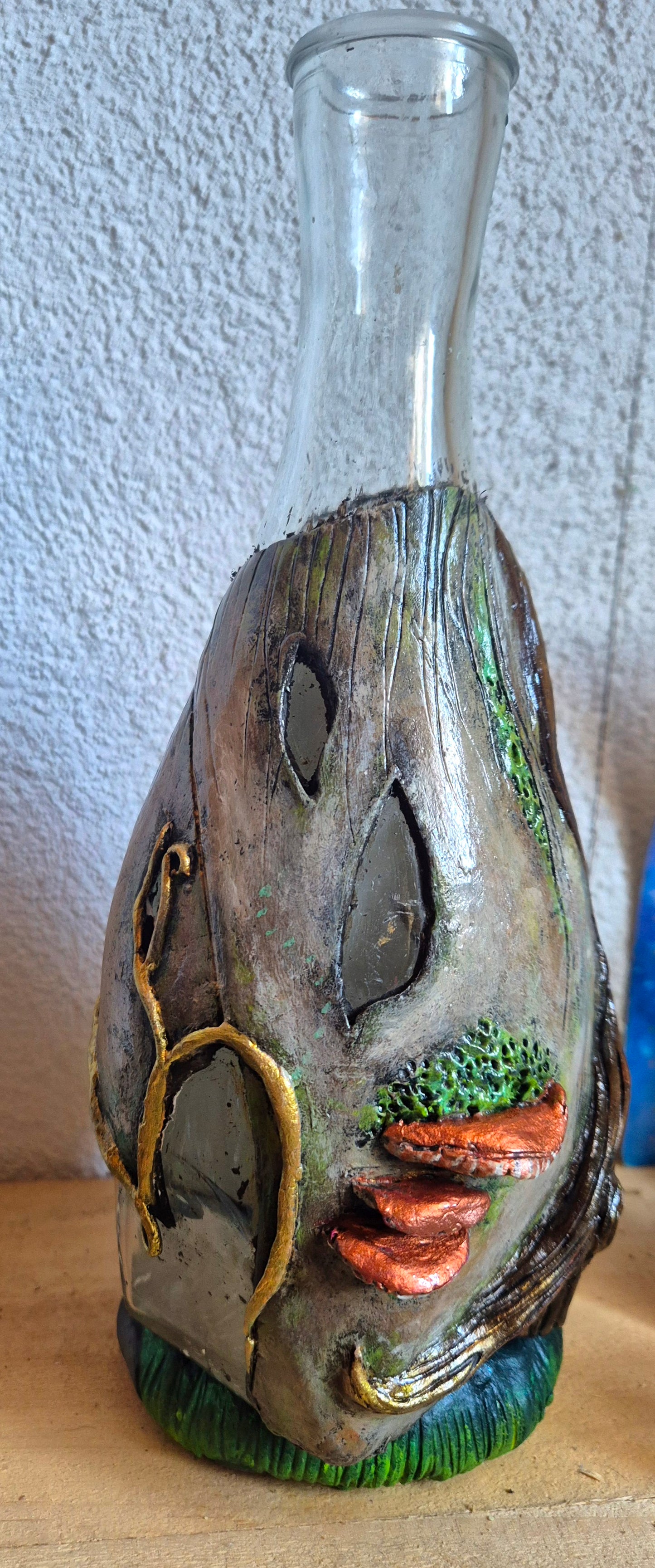 ✨️☘️Vase organique “Arabesques et Champignons dorés”✨️