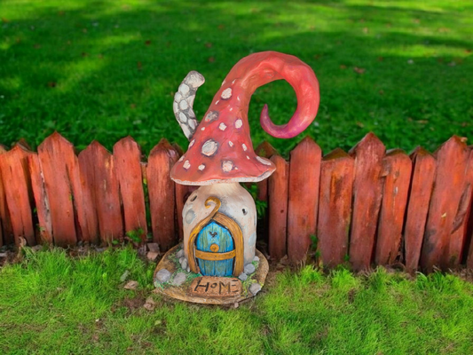 🌈Maison Champignon Féérique – Toit Rose en Spirale & Porte Bleue🍄‍🟫